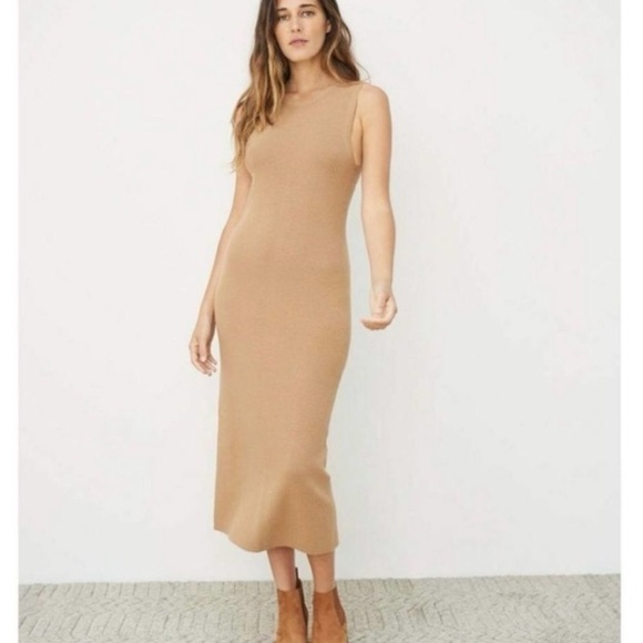 Jenni Kayne Sleeveless Knit Sweater Midi Dress in Camel Size Medium - Picture 2 of 10